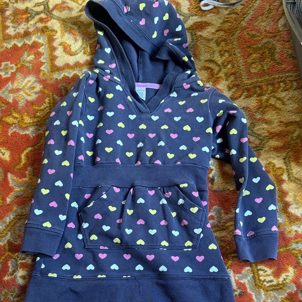 Carter's Navy Hoodie with Colorful Hearts